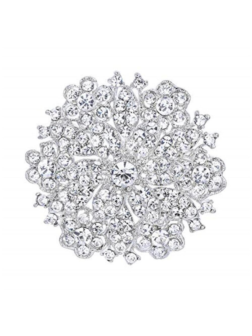 Women's Clear Austrian Crystal Elegant Flower Wedding Corsage Brooch - Picture 1 of 3